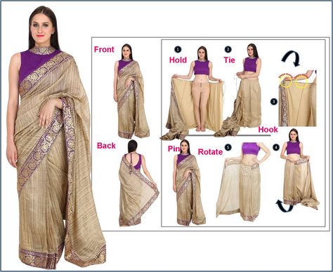 Dress From Saree, How To Wear A Sari, Normal Saree, Skirt As A Dress, Making A Dress, Sari Skirt, Saree Wearing, Indian Sari Dress, Sari Dress