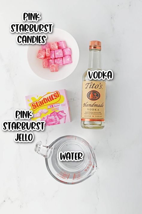 Pink Jello Shots Vodka, How To Make Pink Jello Shots, Pink Starburst Jello Shots Recipe, Rose Gold Jello Shots, Bachelorette Jell-o Shots, Bride Jello Shots, 21st Birthday Jello Shots, Fruity Jello Shots, Jello Shots Pink Whitney