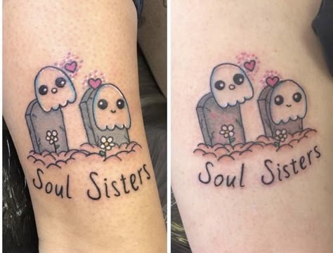 Halloween Tattoos For Best Friends, Three Sister Tattoos, Matching Disney Tattoos, Soul Sister Tattoos, My Little Pony Tattoo, Cartoon Tattoo Ideas, Cute Halloween Tattoos, Maching Tattoos, Animated Shows