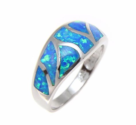 PRICES MAY VARY. Stone: Lab Created synthetic opal Weight of a size 8: approx 3.8 grams Metal: 925 Sterling Silver Free Jewelry Gift Box Included Sterling silver 925 women men blue synthetic opal ring size 7 Blue Opal Ring, Synthetic Opal, Opal Ring, Men's Rings, Blue Opal, Gold Pearl, Opal Rings, Jewelry Gift Box, Free Jewelry