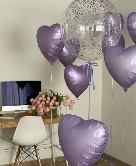 February Purple Aesthetic, Birthday Decorations Lilac, Lilac 21st Birthday Decorations, Lilac Purple Birthday Decorations, Lilac Themed Birthday Party, Lilac Balloon Decorations, Light Purple Birthday Decorations, Pastel Purple Birthday Theme, Lavender Aesthetic Birthday