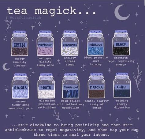 Tea With Witch, Witchy Tea Aesthetic, Tea In Witchcraft, Witch Recipes Potions, Witch Tea Recipes, Herbal Tea Blends Recipes, Witch Recipes Food, Coffee Magick, Spell Jars Recipes