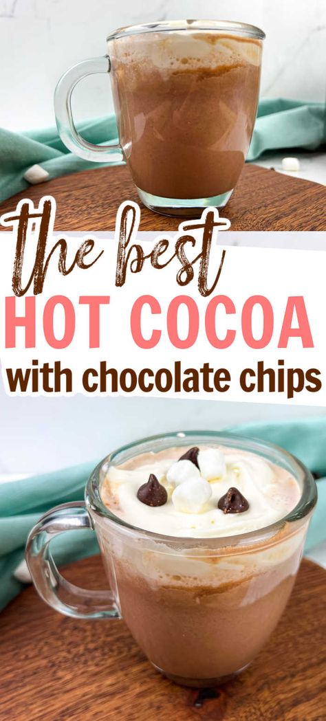 hot chocolate made with chocolate chips Hot Cocoa Recipe Stovetop, Hot Chocolate With Chocolate Chips, Stovetop Hot Chocolate, Stovetop Hot Chocolate Recipe, Milk Frother Recipes, Crock Pot Hot Chocolate Recipe, Chocolate Chips Recipe, Dinners Ideas, Milk Chocolate Recipes