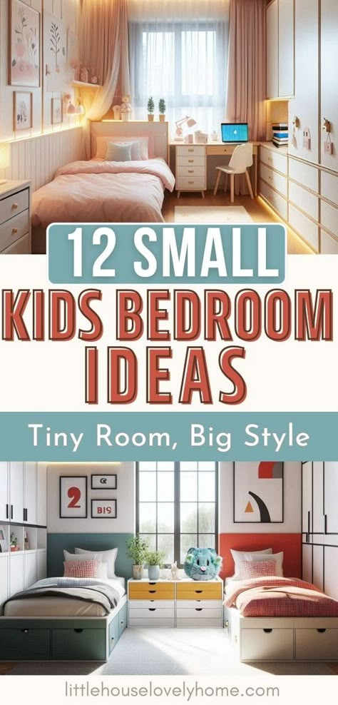 12 Small Kids Bedroom Ideas That Put The FUN in Functional 2 Beds In A Small Room Ideas, Kids Bedroom For 3 Children, Kids Bedroom Layout Floor Plans, Under Loft Bed Ideas Kids Boys, Kids Box Room Ideas, 3 Girls One Room Bedroom Ideas, L Shaped Kids Beds Shared Rooms, Two Beds In One Room Ideas Kids, 2kids Bedroom Ideas