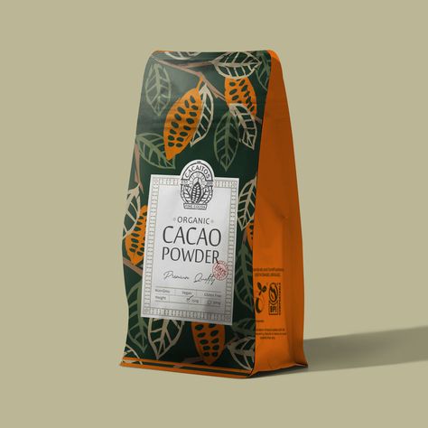 Cacaitos Cacao Powder – Packaging Of The World Cocoa Fruit, Warm And Cold Colours, Powder Packaging, Organic Packaging, Logo Design Business, Food Company, Chocolate Powder, Chocolate Brands, Food Packaging Design