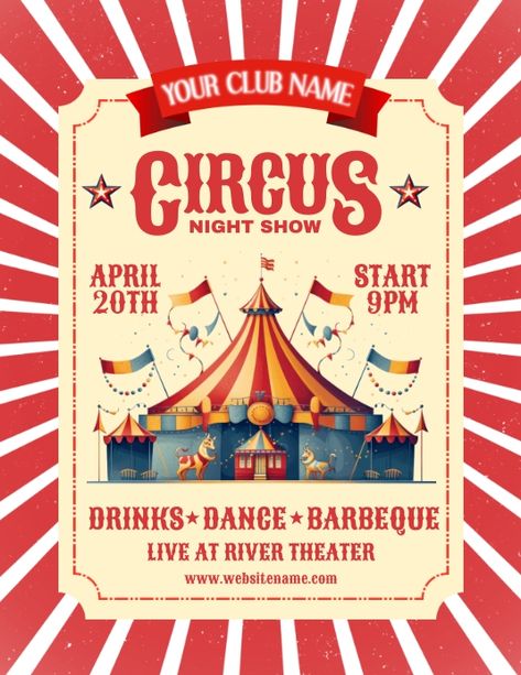 74  Free Templates for 'Circus party invite' Carnival Poster Design, Circus Flyer, Circus Party Invitations, Carnival Poster, Circus Invitations, Carnival Design, Circus Design, Carnival Art, Summer Carnival