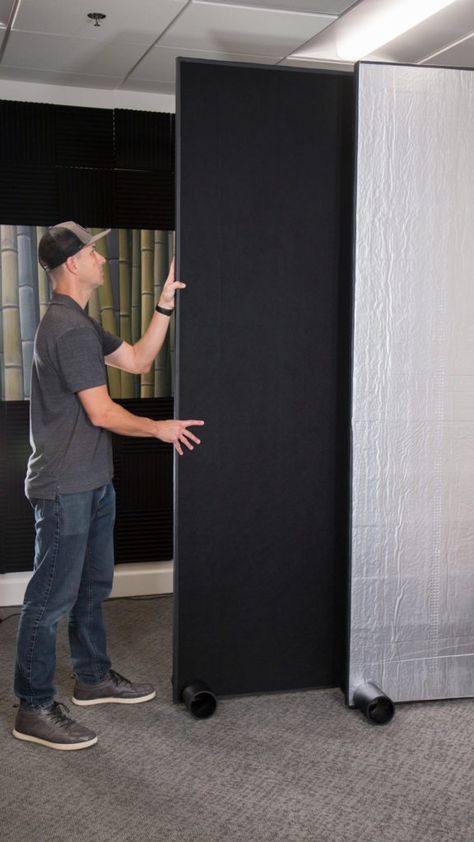 DIY Room Divider - DIWHY.LIFE Soundproof Room Divider Wall Dividers, Plywood Room Divider Diy, Basement Wall Divider Ideas, Home Gym Room Divider, Temporary Door Ideas Room Dividers, How To Make Room Dividers Diy, Diy Wall Separator, Diy Wall Partition Room Dividers, Classroom Dividers Diy