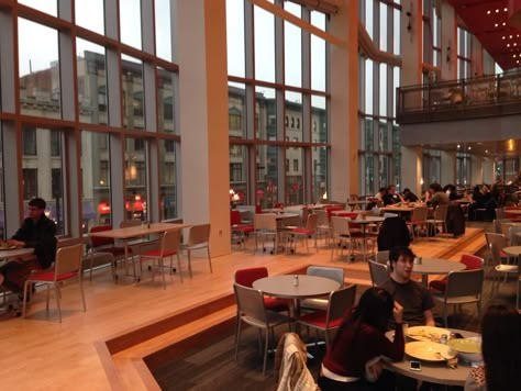 Berklee College of Music 160 Massachusetts Avenue Cafeteria. Berklee College Of Music Boston, Berklee Aesthetic, Berklee College Of Music Aesthetic, Cafeteria College, Boston Conservatory, Canterwood Crest, College Cafeteria, University Cafeteria, Boarding School Aesthetic