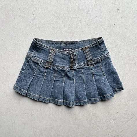 💌 vintage bongo denim pleated micro mini skirt 💌 -... - Depop Pleated Denim Skirt, Alt Clothes, Belted Mini Skirt, Essential Wardrobe, Miniskirt Outfits, Micro Mini Skirt, Dr Closet, Micro Mini, Cute Skirts