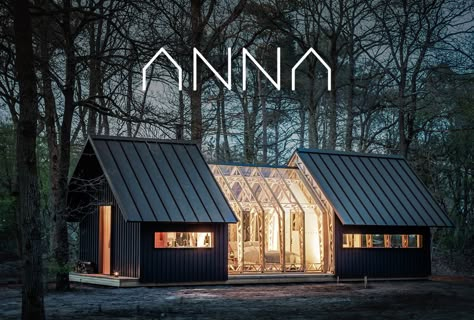 Cabin ANNA offers an experience where you will find the perfect balance between home, nature, and people. Learn more about our design philosophy. Bedroom Barndominium, Modern Barn House, A Frame House, Tiny House Cabin, Small Cabin, Modern Cabin, Cabin Design, Barndominium Ideas, Small Houses