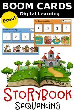 Free Boom Cards Kindergarten, Boom Cards Kindergarten, Kindergarten Sequencing Activities, Free Boom Cards, Sequencing Activities Kindergarten, Comprehension Skills, Skull Art Drawing, Sequencing Activities, Speech Activities