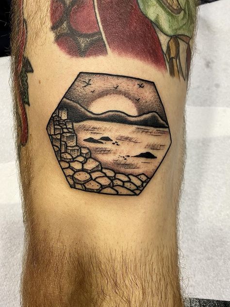 Giants Causeway Tattoo, Belfast Tattoo, Hexagon Tattoo, Giants Causeway, Trending Tattoos, India Street, Giant’s Causeway, Street Tattoo, Prison Tattoos