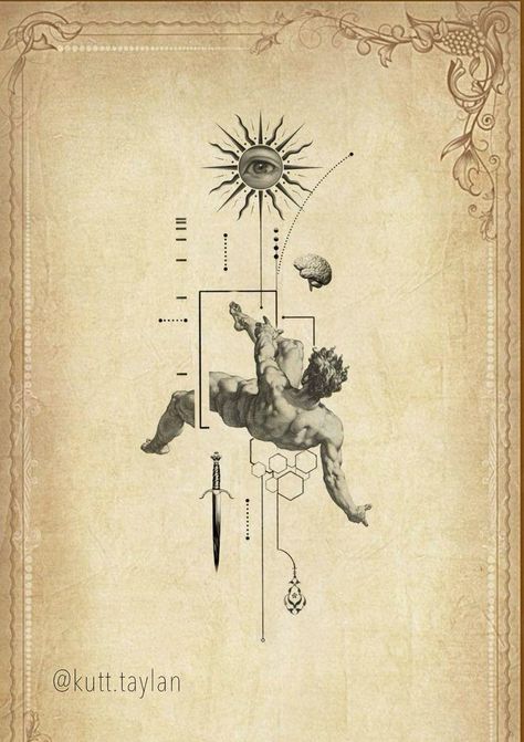 #icarus #tattoo #design Icarus Leg Tattoo, Frame Tattoo Design Square, Icarus Falling Tattoo, Icarus Tattoo Design, Fall Of Icarus Tattoo, Icarus Falling, Apollo Tattoo, Icarus Tattoo, Evolution Tattoo