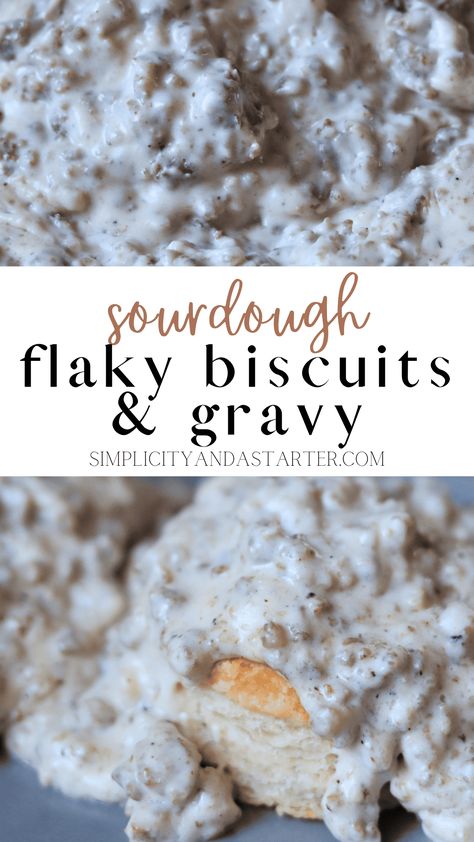 Sourdough biscuits, made with a tangy starter, bring a unique twist to the classic buttery and flaky biscuits. The hearty sausage gravy, thickened using sourdough discard, completes the cozy experience, making it the ultimate comfort dish. Gravy And Biscuits Recipe, Using Sourdough Discard, Gravy And Biscuits, Sourdough Biscuits, Sausage Gravy And Biscuits, Biscuits And Gravy Casserole, Sausage Gravy Recipe, Sourdough Pizza Crust, Dum Dums