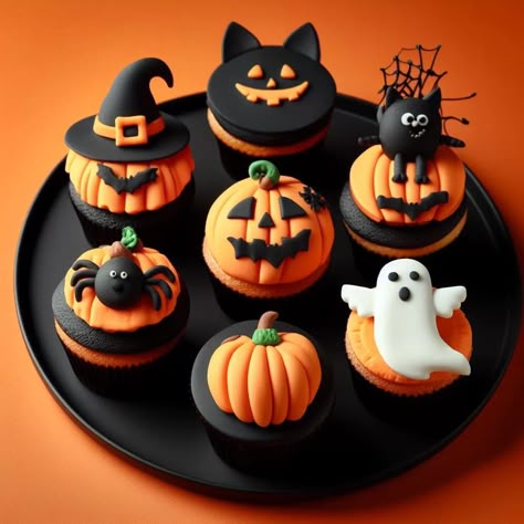 Cupcakes Halloween 2023: Ideas y Recetas Halloween Cupcakes Fondant, Halloween Cakes And Cupcakes, Halloween Bakery Ideas, Cup Cake Halloween, Fondant Cupcakes Ideas, Haloween Cupcakes, Cupcakes Para Halloween, Halloween Themed Cupcakes, Halloween Cupcakes Ideas