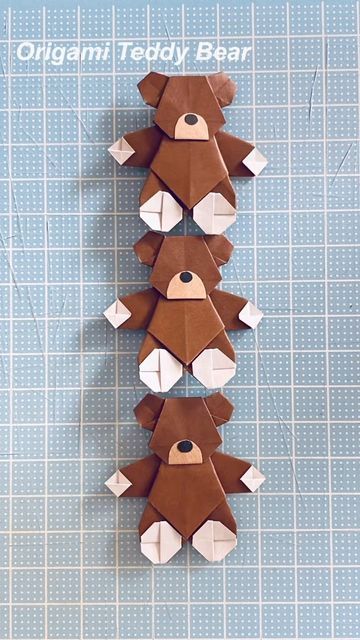 Thank You Origami, Paper Craft Hanging, Cute Gifts Paper, Origami Teddy Bear Tutorial, Origami Panda Tutorial, Teddy Bear Origami, Teddy Bear Paper Craft, Cool Things To Make With Paper, Cute Things To Make With Paper