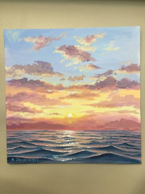 Sunset Canvas Painting, Small Canvas Paintings, Landscape Art Painting, Art Painting Gallery, Cute Paintings, Small Canvas Art, Arte Inspo, Nature Art Painting, Paint On Canvas