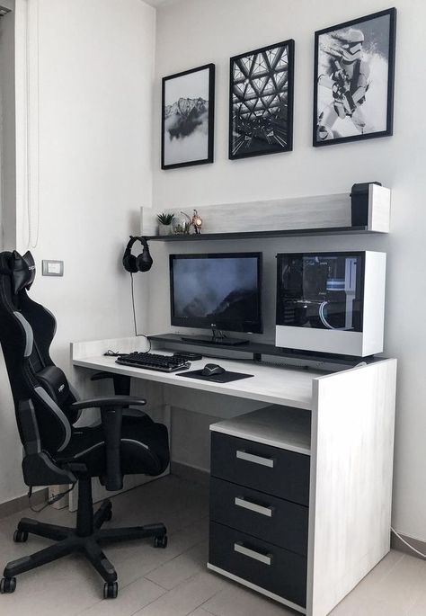 Gamer Rum, Perfect Video, Computer Desk Setup, Video Game Room Design, Video Game Rooms, Vibe Video, Bedroom Setup, Setup Ideas, Computer Room