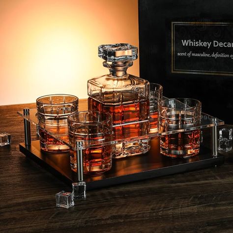 Indulge in refined elegance with our premium whiskey set for men. Crafted with precision, this set includes exquisite glasses, a sophisticated decanter, and all the essentials for an elevated sipping experience. Elevate your whiskey enjoyment in style #MansInspiration #WhiskeySet #MansGift Classy Man Cave, Whiskey Room, Whisky Set, Whiskey Glasses Set, Whisky Decanter, Whiskey Set, Whiskey Decanter Set, Industrial Bar Stools, Whiskey Bar