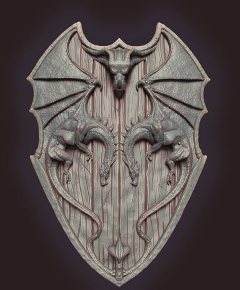 Fantasy Shield Art, Dragon Hands, Shield Aesthetic, Fantasy Shield, Artstation Dragon, Medieval Shields, Dragon Shield, Shield Icon, 3d Cnc