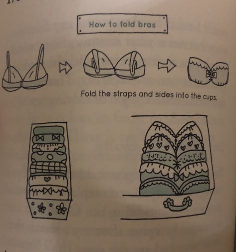 KonMari - folding bras How To Fold Bras In Drawer To Save Space, Folding Bras In Drawers, Folding Bras To Save Space, How To Fold Bras, How To Fold Bras In Drawer, Marie Condo, Konmari Method Folding, Mari Kondo, Konmari Method Organizing