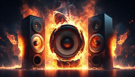 Photo a fireball speaker with a flame on... | Premium Photo #Freepik #photo #subwoofer #amplifier #sound-speaker #speaker Speakers Background, Free Fire Dp For Whatsapp, Speaker Wallpaper, Sound Background, Sound Logo, Cctv Installation, Cctv Camera Installation, Camera Installation, Music Speaker