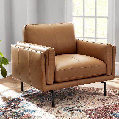 Tan Leather Sofa With Accent Chair, Brown Leather Chair Living Room, Tan Leather Chair, Modern Leather Chair, Leather Chair Living Room, Church Lobby, Oversized Armchair, Comfy Leather Chair, Tupelo Honey