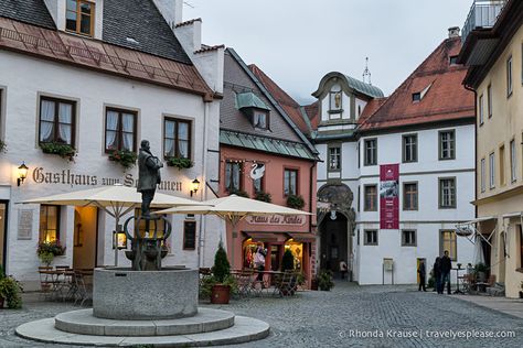 Füssen is the ending point (or starting point, in our case) for one of Germany's most famous drives- the Romantic Road. It's a picturesque town with colourful architecture, charming old town squares and even a hilltop castle.Füssen is not only beautiful, it has a lengthy history dating… Colourful Architecture, Fussen Germany, Luxury Restaurant Interior, Europe Street, Peregrine's Home For Peculiars, Romantic Road, Zen Garden Design, Trip To Europe, Home For Peculiar Children