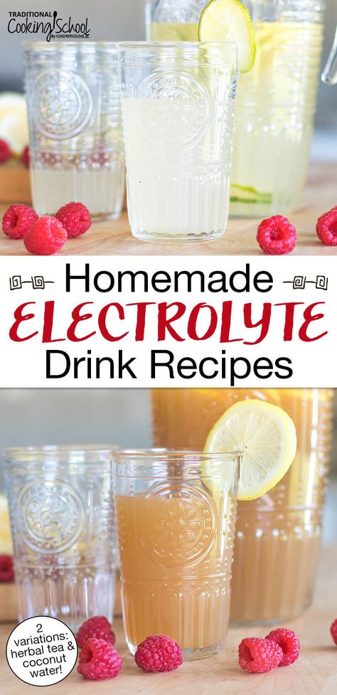 It is important to stay hydrated and replete in minerals all year round... whether you're enjoying the height of summer sports and hiking, fall football season, or even snow sports in the wintertime! Here are two electrolyte-rich sports drink recipes to help your family refuel with real food. #sports #drinks #recipe #electrolytes #hydrate Gluten Free Cake Recipes Easy, Sports Drink Recipe, Homemade Sports Drink, Electrolyte Drink Recipe, Homemade Electrolyte Drink, Hiking Fall, Coconut Water Benefits, Healthy Energy Drinks, Drinks Recipe