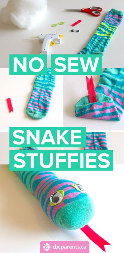 Worry Animals Diy, Sock Snake Diy, Diy Snake Stuffed Animal, Snake Puppet Diy, Moses Rod To Snake Craft, March Break Crafts, No Sew Crafts For Kids, Lizard Crafts For Toddlers, Wildlive Vbs Crafts