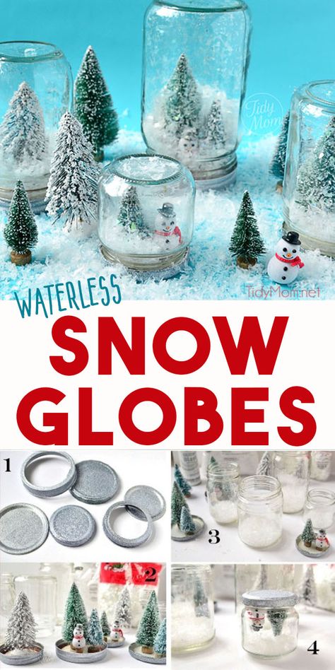 Waterless Snow Globe Diy, Julkransar Diy, Joululahjat Diy, Globe Diy, Snow Globe Crafts, Globe Crafts, Apartment Christmas, Diy Snow Globe, Christmas Crafts For Kids To Make