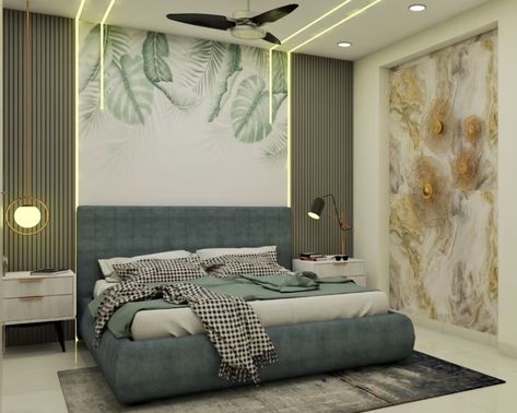 Bed With Back Paneling, Bedroom Bedback Wallpaper, Back Panelling Designs Bedrooms, Bed Headboard Wallpaper, Headboard Panelling Design, Bedroom With Panel Bed, Master Bedrooms Paneling, Headboard Wall Panelling, Panelling Design Wall Bedroom