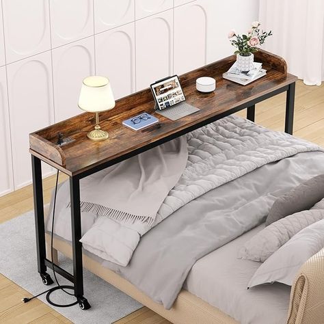 Amazon.com: Ytaoka Table Overbed, Walnut, Queen Size, Wheels, Charging Station, 70.8" for Home and Hospital : Health & Household Standing Workstation, Over Bed Table, Rolling Bed, Mobile Computer Desk, Bed Tables, Bed Tray Table, Standing Work Station, Desk Standing, Overbed Table