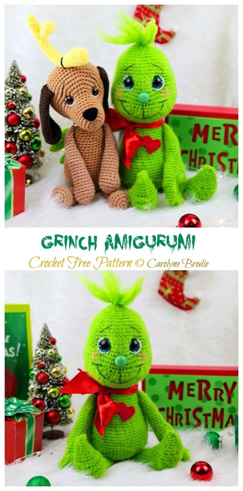 Grinch Pattern, Grinch Crochet, Crochet Grinch, Christmas Crochet Patterns Free, Crochet Holiday, Crochet Xmas, Doll Knitting, Crochet Free Patterns, Crochet Animals Free Patterns