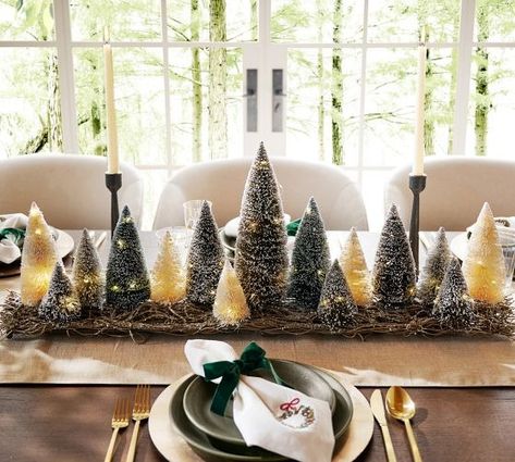 Latest Furniture & Home Decor | New Home Decor | Pottery Barn Mini Christmas Tree Centerpieces, 5ft Christmas Tree On Table, Table Top Tree Decor, Gold Bottle Brush Christmas Trees, Glass Tree Display, Mini Christmas Tree Table Centerpiece, Bottle Brush Christmas Tree Centerpiece, Christmas Log Centerpiece, Bottle Brush Tree Tablescape