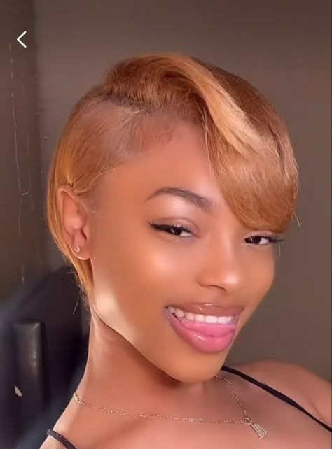 27 Piece Quick Weave Hairstyles Blonde, Black Women Short Bob Haircut, Side Bang Pixie Cut, Honey Brown Pixie Haircut, Short Haircuts For African Women, Buzz Cut Black Women 4c Hair, Overgrown Pixie Hairstyles, Tiwa Savage Short Wig, Copper Pixie Cut Black Women