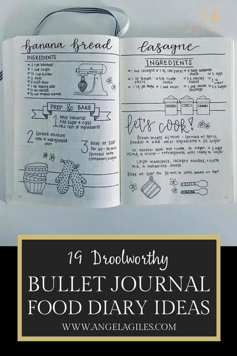 Discover the amazing potential of creating your own bullet journal for organizing recipes and meal planners. Bullet journal spreads are not limited to habit trackers and to-do lists. They are also perfect for planning meals and collecting your favorite recipes. While you can simply print them out, opting for a BuJo adds a touch of creativity and personal flair. Unleash your creativity and personality by learning how to craft your own bullet journal food diary today! Dot Journal Recipe Book, Kitchen Journal Ideas, Favorite Meals List, Bullet Journal Food Tracking, Bujo Meal Plan, Bullet Journal Recipes Layout, Recipe Planner Template, Recipes Journal Ideas, Food Diary Bullet Journal