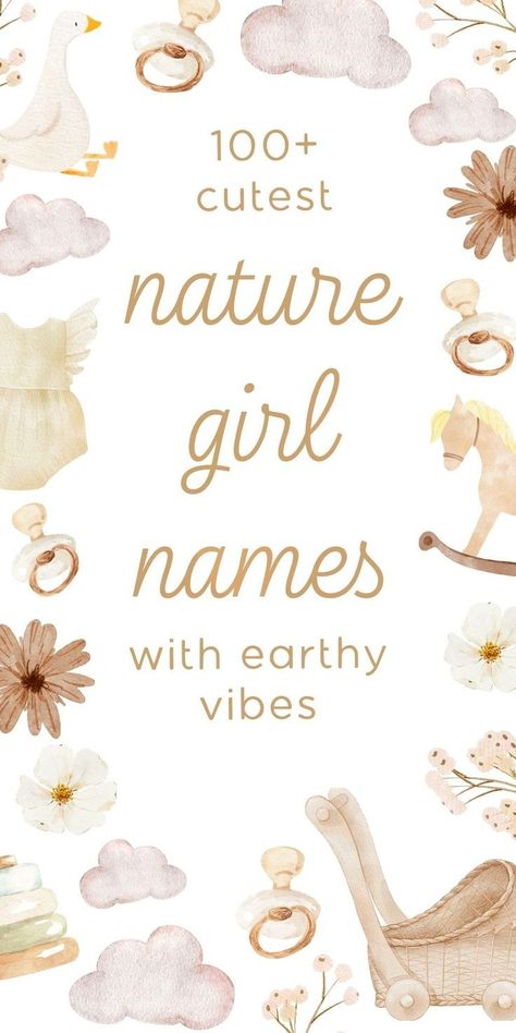 Wanna know the most gorgeous earthy girl names we are seriously crushing on for 2024? These totally nature inspired names are the nature names for girls that you don't hear every day - whether you love cute baby names, unique baby names, or majorly uncommon baby names, this full list of country baby names and meanings for girls will give you tons of name inspiration for that sweet little one of yours! Unique Girls Names List, E Names For A Girl, Cute Girl Names List, Nature Names Girl, 2024 Baby Names, Girl Baby Names List, Girl Names Unique List, G Baby Names, Unique Baby Names List