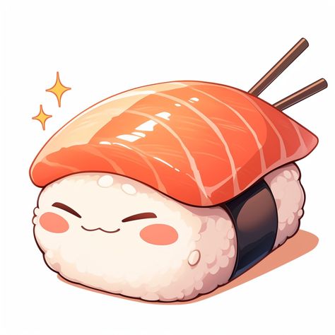 Adorable sushi! 🍣✨ #Kawaii #SushiLover #FoodArt #CuteFood #JapaneseCuisine #SushiTime #Foodie #CutenessOverload #anime #food #yummy #midjourney Cute Sushi Stickers, Sushi Aesthetic Art, Japanese Anime Food Art, Chibi Food Kawaii, Food Anime Art, Food Kawaii Illustration, Cute Sushi Drawing, Squishy Drawing, Food Drawing Cute