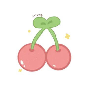 Png Drawing Cute, Cherry Doodle Cute, Cherry Cartoon Drawing, Cute Drawings Of Fruit, Cute Food To Draw, Kawaii Fruit Drawing, How To Draw A Cherry, Cute Drawings Of Food, Fruit Drawing Cute