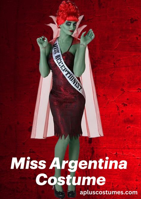 Miss Argentina Beetlejuice Costume Miss Argentina Costume, Miss Argentina Beetlejuice, Beetlejuice Party, Tim Burton Halloween, Miss Argentina, Beetlejuice Costume, Beetlejuice Halloween, Clever Halloween, Plus Size Halloween Costume