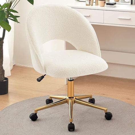 Amazon.com: Furniliving Velvet Home Office Chair, Height Adjustable Swivel Vanity Chair with Wheels, Upholstered Desk Task Makeup Chair Computer Chair with Gold Metal Base Stool Chairs (Black) : Home & Kitchen Vanity Chair Aesthetic, Desk For Girls Room, Spinning Chair, Upholstered Desk, Girls Vanity, Teenage Girl Room, Dressing Chair, Girl Desk, Black Home Office