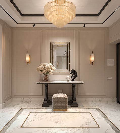 American classic design interior :: Behance Classical Contemporary Interior, Classic American Interior Design, American Classic House Interior, American Classic Interior, Classic Contemporary Interior Design, Classic House Interior, Classic Foyer, Neo Classic Design, American Interior Design