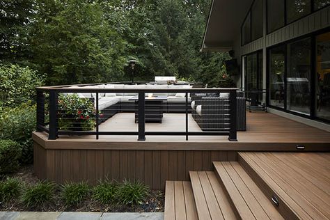 Azek Decking, Composite Deck Railing, Deck Railing Design, Modern Deck, Deck Colors, Patio Deck Designs, Deck Designs Backyard, Trex Deck, Deck Railing