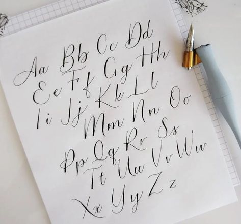 Alphabet Calligraphy Fonts, Different Alphabet, Calligraphy Alphabets, Cursive Fonts Alphabet, Modern Calligraphy Alphabet, Letras Cool, Alphabet Calligraphy, Hand Lettering Alphabet Fonts, Font Love