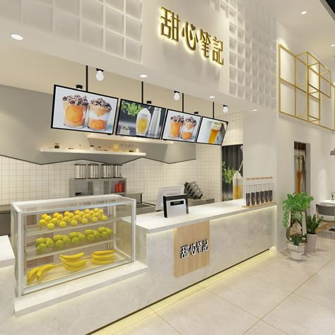 Beverage Store Design, Dessert Shop Design Interiors, Boba Tea Shop Interior Design Korean, Dessert Store Design, Bubble Tea Store Design, Small Retail Shop Design, Milk Tea Store Design, Milk Shop Design Ideas, Boba Shop Exterior