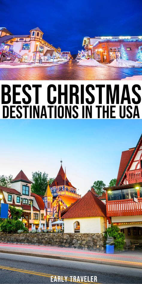 Wondering where to visit for Christmas this year in the United States? These places are some of the most festive and beautiful places to visit during Christmastime. These are the best Christmas destinations in the USA. Best Places To Visit In December Usa, Best Places To Visit In December, Christmas Destinations In The Us, Places To Visit During Christmas, Christmas Vacation Ideas, Best Christmas Destinations, Christmas Vacation Destinations, Snowy Escape, Christmas Travel Destinations