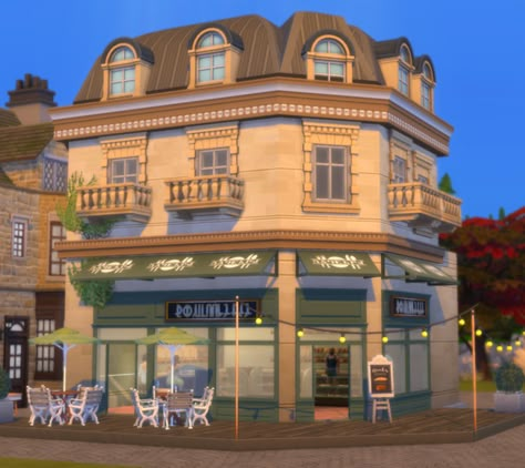 BIRTHDAY RELEASE - HOME BOULANGERIE / BAKERY | Arnie on Patreon Bloxburg Bakery, Sims 4 Restaurant, Minecraft Town, Minecraft City Buildings, Bakery Interior, Minecraft Coloring Pages, Sims 4 House Building, Sims Inspiration, Sims Houses