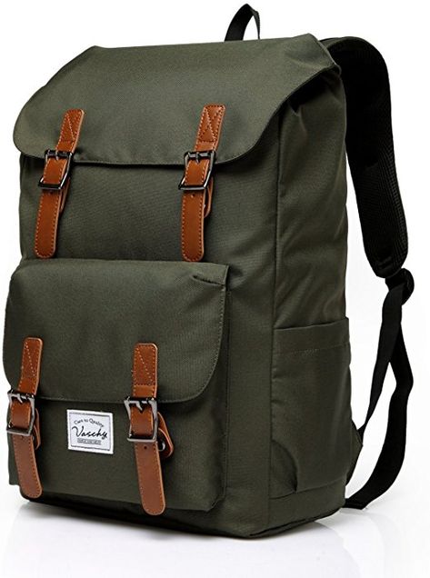 Amazon.com: Vaschy Outdoor Hiking Waterproof Rucksack College Bookbag 15.6in Laptop Backpack Green: Sports & Outdoors Backpack Designs, Cool Backpacks For Men, Black Backpack School, High School Bags, Camping Rucksack, Ethereal Elegance, School Rucksack, Bag College, School Bag College