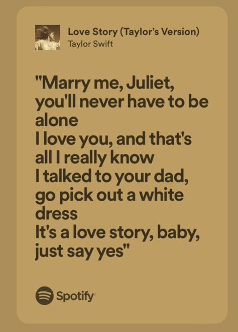 Love Story Taylor Swift Lyrics Aesthetic, Marry Me Juliet Song, Taylor Swift Wedding Quotes, Taylor Swift Romeo And Juliet, Romeo And Juliet Song, Marry Me Juliet, Story Lyrics, Proposal Rings, Cool Electric Guitars